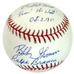Ralph Branca Bobby Thomson Shot Signed MLB Baseball