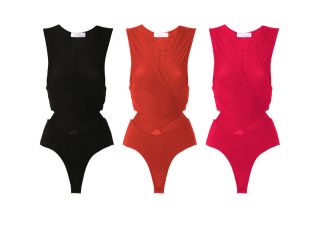 New Womens Ladies Bodysuit Cross Over Front Cut Out Leotard Top UK 