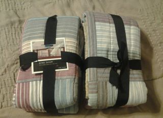 NEW pair of HOME brand King size pillow shams striped patchwork