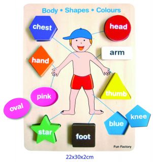 New Wooden Body Parts Shapes Puzzle Educational Toy