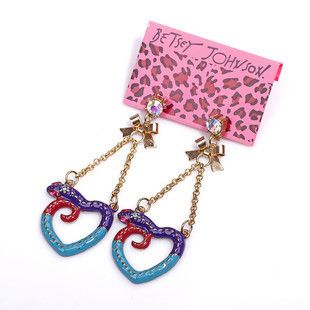 Betsey Johnson color snake heart shaped bow large earrings E61