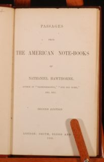 1868 Passages from The American Note Books by Hawthorne