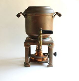 Antique Copper Brass Hot Water Pot Miniature Urn Samovar Bakelite 