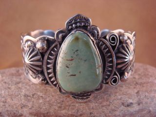 Native American Silver & Turquoise Bracelet by Albert Cleveland AC 
