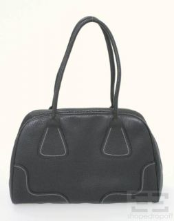 prada black pebbled deerskin leather bowler bag