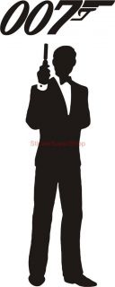 James Bond 007 Silhouette Decal Removable Door Wall Sticker Home Decor 