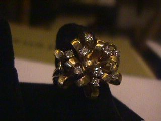 beautiful diamond dinner ring yellow gold vintage