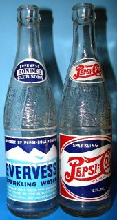 EVERVESS and PEPSI COLA 12oz ACL Soda Bottles Both Dated 1947