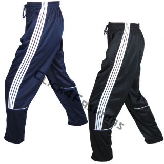 Mens 4 stripe joggers with elasticated & pull cord waste, open bottoms 
