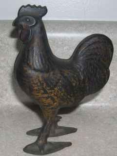  S38 Antique Rooster Cast Iron Still Bank