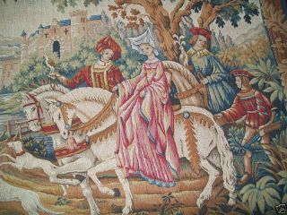 Franklin Mint Renaissance Medieval Hunt Tapestry 48x37 Castle Falcon 