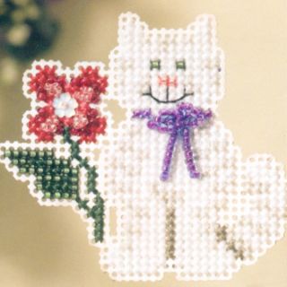   Kitty Beaded Cross Stitch Kit Mill Hill 2007 Spring Bouquet