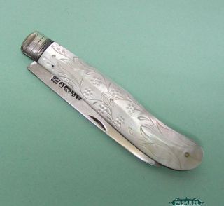 Mother of Pearl Sterling Silver Fruit Knife by Henry Wilkinson 