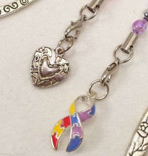 CABM01 Autism Awareness Ribbon Charm Heart Silver Bookmarks WOW