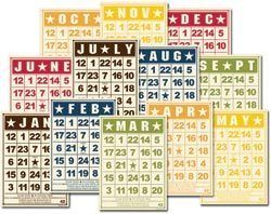 Jenni Bowlin ~ MINI BINGO CARDS ~ Multi Colored Calendar ~ 12/Pkg