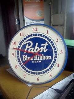 PABST BLUE RIBBON BEER CLOCK BATTERY OPERATED EXCELLENT CONDITION 13 