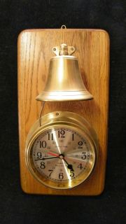 Large Vintage Nautical Brass SHIPs Clock with Chiming Bell