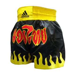 Adidas Mens Thai Boxing Shorts Training Size S ,M ,L ,XL Black/Yellow 