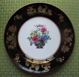 Booths Booths 10 Plates Black Gold Rose Flowers Willow Asian Oriental 