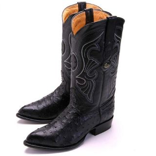 Los Altos Mens Black Ostrich Western Cowboy Boots New