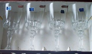 Vintage Set of 4 Lady Victoria Fine Crystal Stemware Wine Glasses 