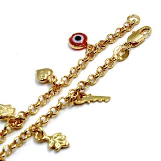   GF Amulet EVIL EYES Red Murano Crystal Protection Bracelet Charms 7.5