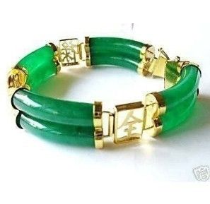  Jewelry 2 Rows Green Jade Bracelet Gift