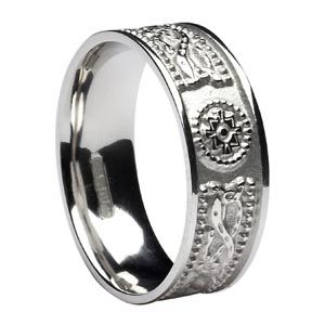 Sterling Silver Celtic Warrior Shield Wedding Ring Comfort Fit Irish 