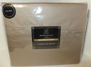   1000 TC Sheet Set Solid Taupe Cotton Poly by Bradstreet Collection NIP