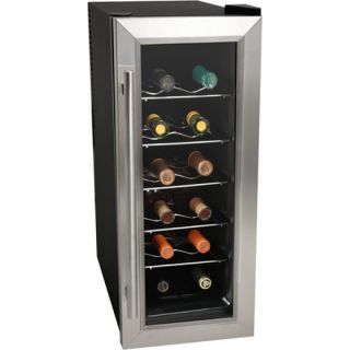 Koldfront 12 Bottle Slim Fit Wine Cooler, Stainless Steel 