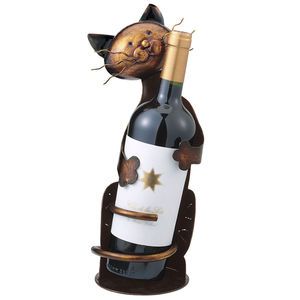 Whimsical Cat Metal Wine Bottle Holder Bar Table Home Decor Kitchen 