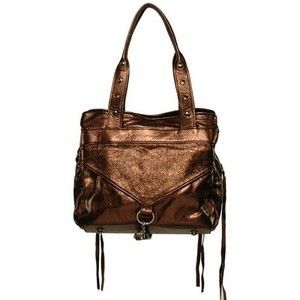 Botkier Trigger Moto Bag in Metallic Bronze Leather Classic Style 