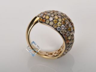 18K Yellow Gold Pave Colored Diamond Twisted Dome Ring