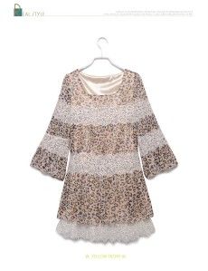   Asian Fashion Clothing Leopard Laced Bouse Top Tunic USA Seller