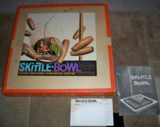   Aurora Skittle Bowl Wood Family Tabletop Bowling Game Complete
