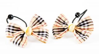 Forever Plaid Hair Ties Bow Set of 2 Accessories Diva Clips Beads Pony 