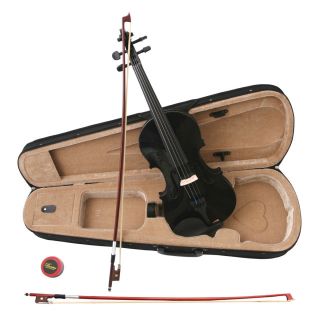 New Crescent 4 4 Black Acoustic Violin Case Rosin 2 Bows