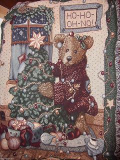 Boyds Bear Friends Christmas Tree Tapestry Throw Blanket