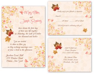 50 Fall Autumn Leaf Wedding Invitations with RSVP and Reception Cards 
