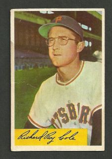  1954 Bowman Dick Cole RC 27 Pittsburgh Pirates