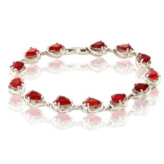 PEAR CUT RED RUBY WHITE GOLD GP TENNIS BEAD BRACELET CHAIN 1045RED