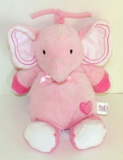 Carters Just One Year Pink Elephant Heart Musical Crib Pull Toy Brahms 