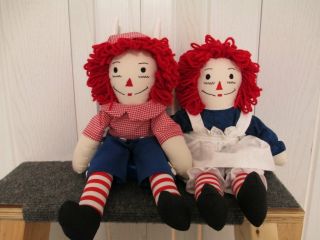  Raggedy Ann and Andy Handmade 15 inch Dolls