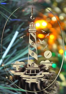 Carved Glass Hatteras Lighthouse Christmas Ornament
