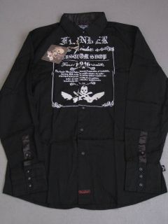 Fender LS Custom Shop Black Skull Shirt Button Up Guitar Mens Long 
