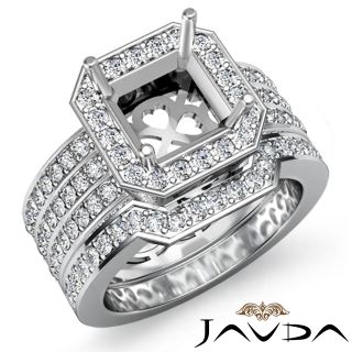 Diamond Setting Ring Princess Bridal Set Platinum 4sz