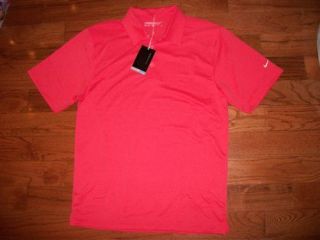Mens Nike Golf Dri Fit Bright Coral Orange Pink Polo Dress Shirt Top 