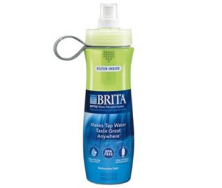 Brita, 24 OZ, Green, Squeezable Water Bottle, With Filter, Finger Loop