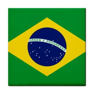 brazil flag ceramic tile coaster white tile coaster is imprinted in 