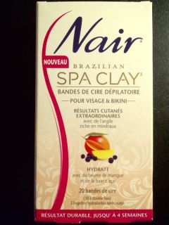 NEW Nair Brazilian Spa Clay Hair Removal Wax Strips FACE & BIKINI (20 